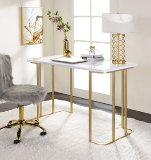 Estie - Writing Desk - White / Gold - Best Buy Furniture