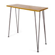 Outdoor Bar Table With Wood Tabletop And Iron Hairpin Legs - Black / Teak - Best Buy Furniture