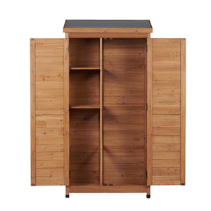Outdoor Storage Shed With Vertical Tool Cabinet For Backyard
