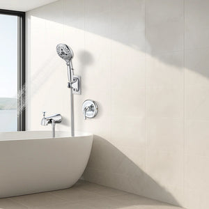 Lift-Up Diverter Bathtub Faucet with 6 Settings Handheld Shower