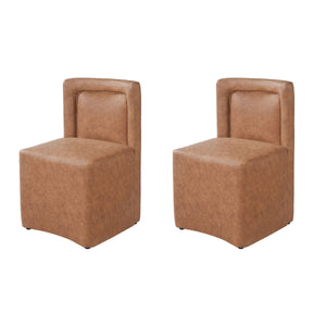 Set of 2 Camel PU Upholstered Dining Chairs