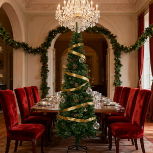 Slim Pine Needles Xmas Tree - 7.5 Foot Pencil Christmas Tree