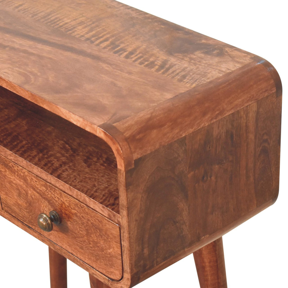 Solid Wood Mini Curved Honey Console Table