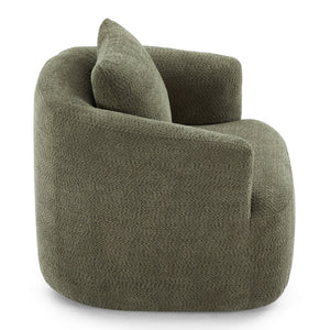 360° Swivel Barrel Sofa Chair With Throw Pillow, Upholstered Accent Chair