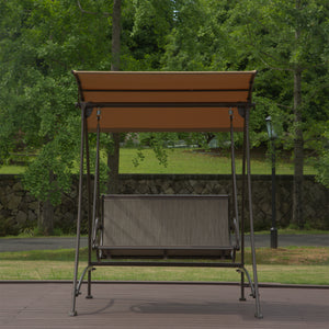 2-Seat Patio Swing Chair with Adjustable Canopy and Steel Frame