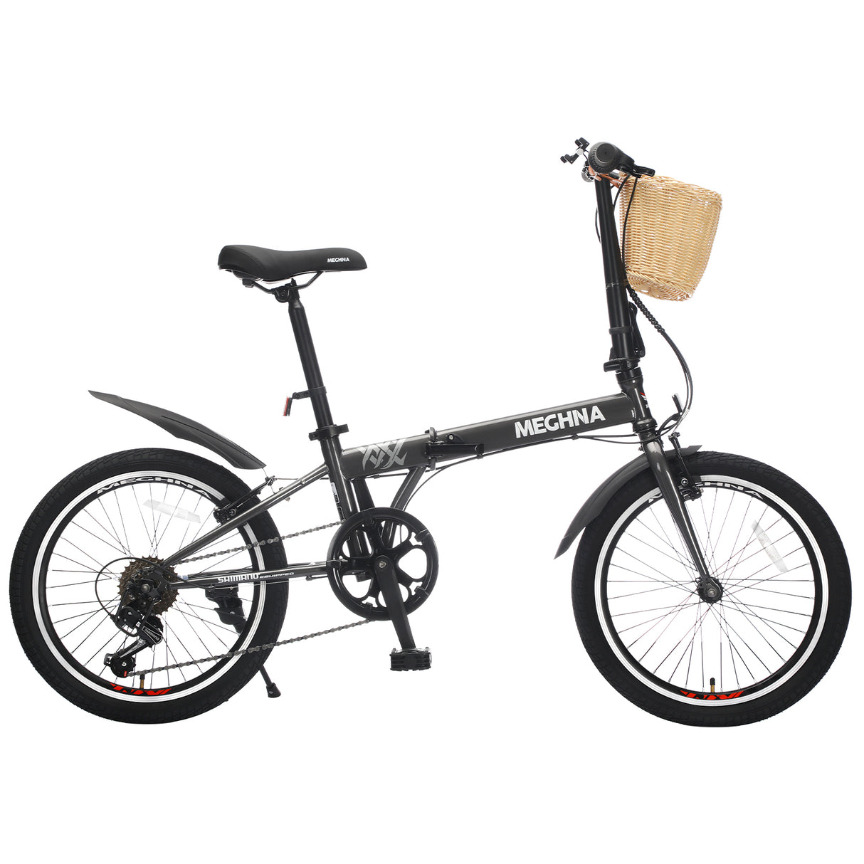 20 Inch Folding Bike for Adults with Basket and Phone Holder