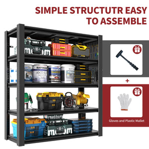 Industrial 5-Tier Adjustable Shelving Unit With Pegboard Heavy-Duty Storage