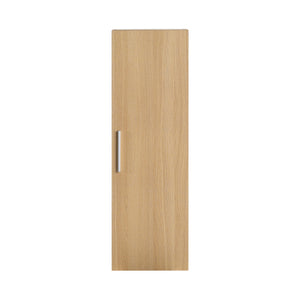 Tall Floating Bathroom Side Cabinet, Wall Mounted Single Door Storage - Light Oak