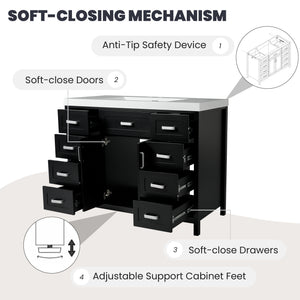 47" Bathroom Vanity Without Sink, Cabinet Only