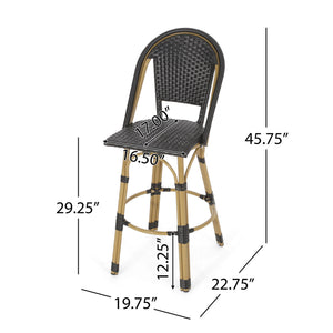 Outdoor Rattan And Aluminum French Barstools (Set of 2)