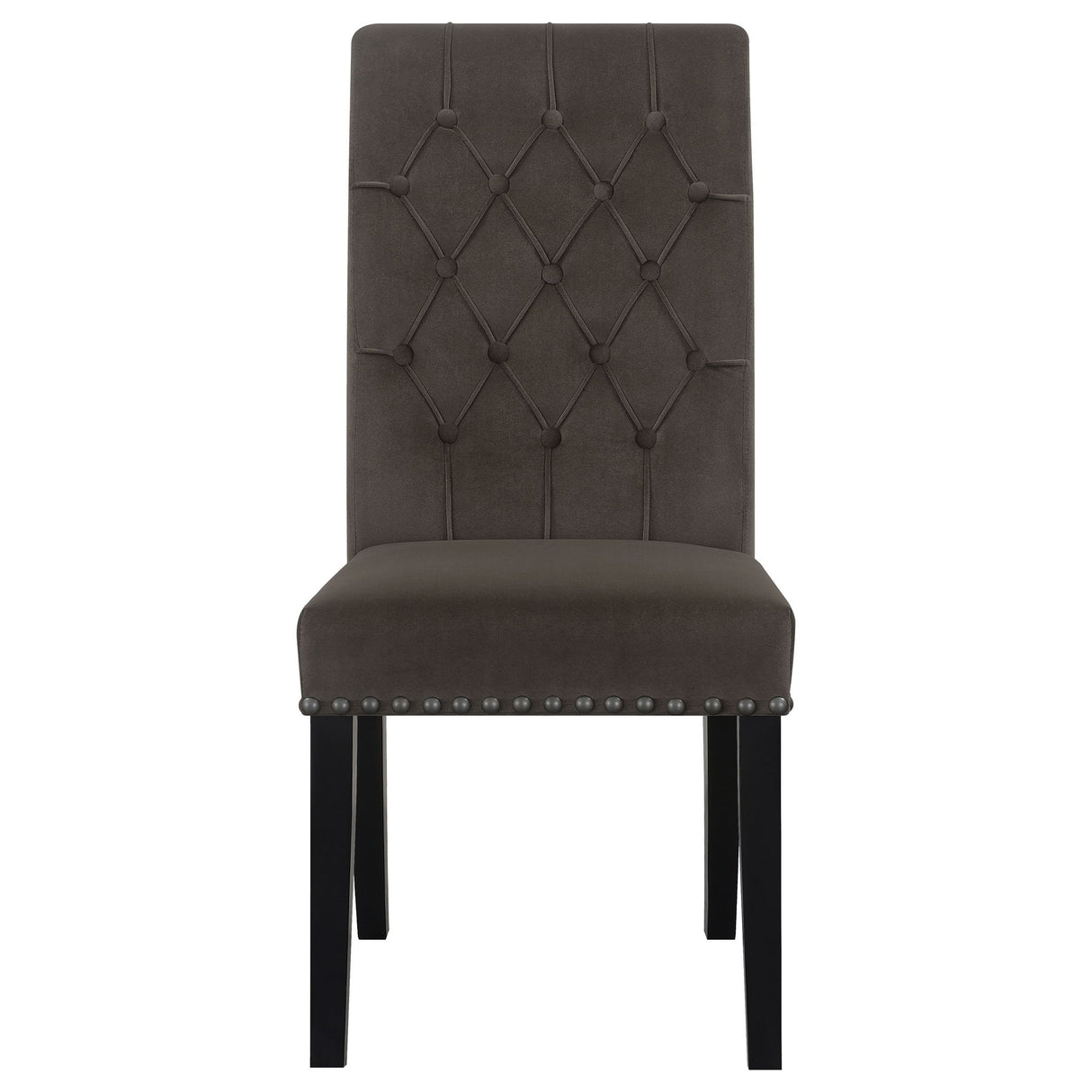 Side Chairs With Tufting Nailhead Trim (Set of 2) - Brown