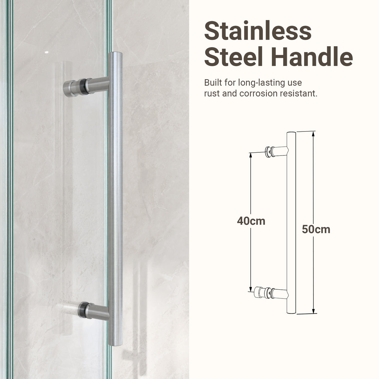 56-60"W x 72"H Frameless Sliding Shower Door – Clear Tempered Glass