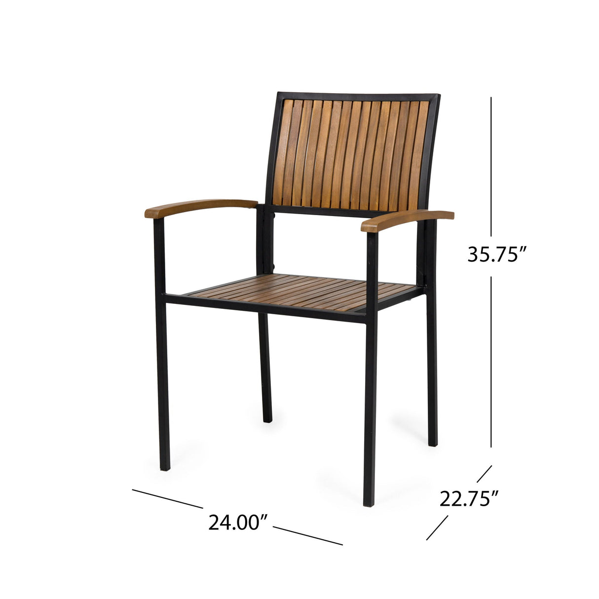 Vermilion - Outdoor Dining Chair With Vertical Slat And Wooden Arm - Best Buy Furniture