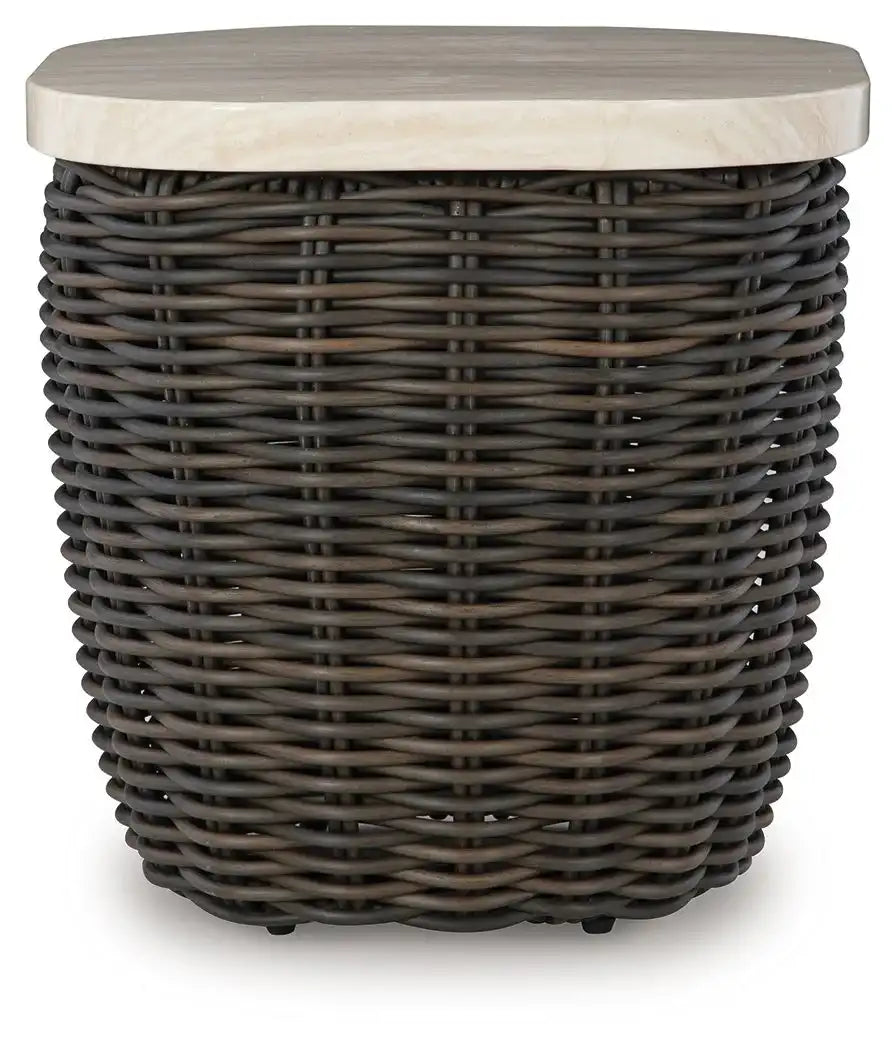 Kimora - Square End Table - Beige / Dark Brown - Best Buy Furniture