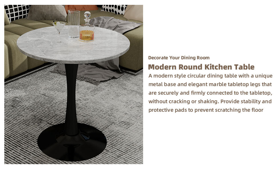 27.6-Inch Round Faux Marble Dining Table