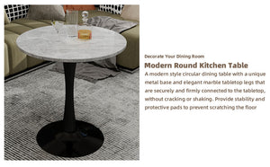27.6-Inch Round Faux Marble Dining Table