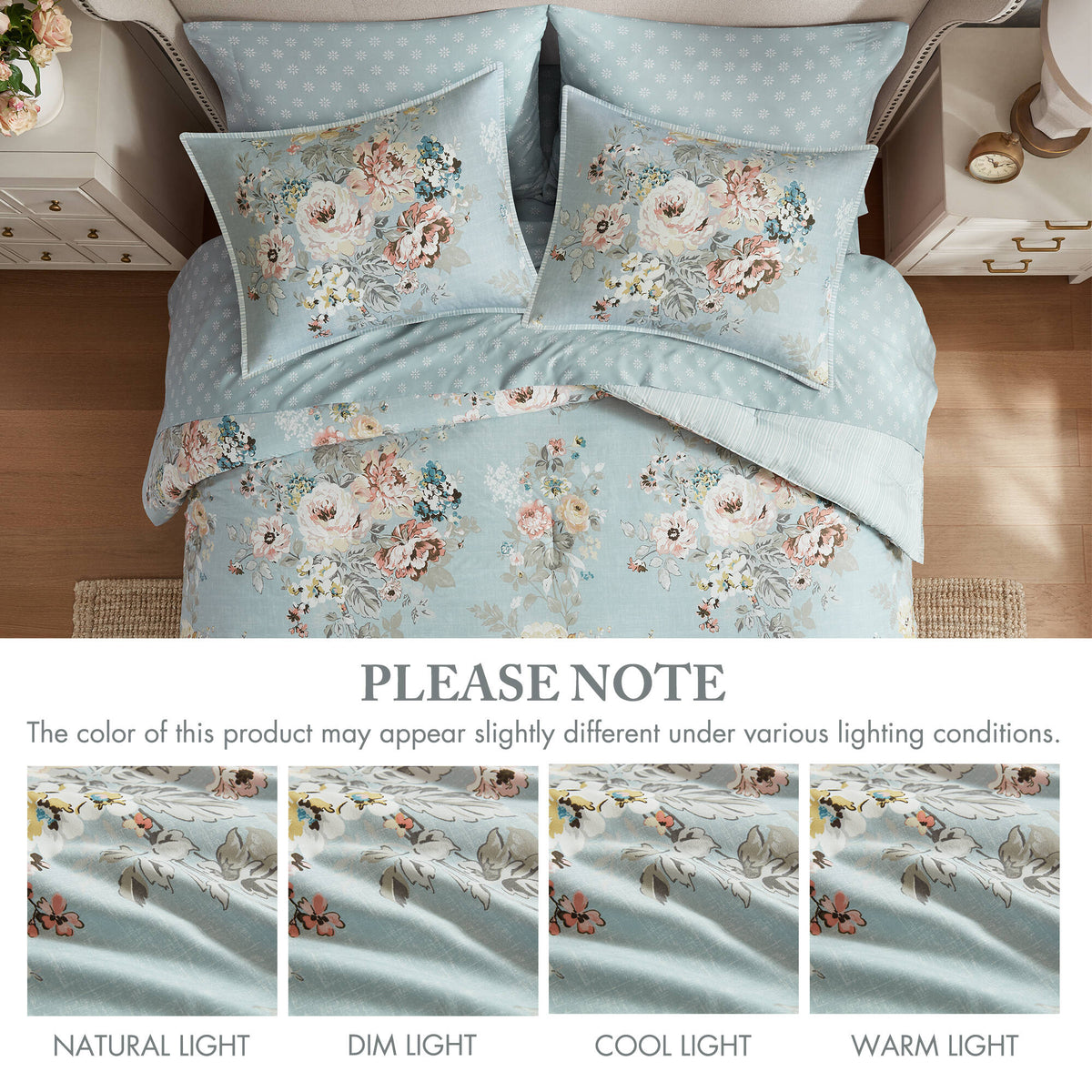 7-Piece Cal King 7 Piece Vin-Inspired Collection Floral Print, Soft