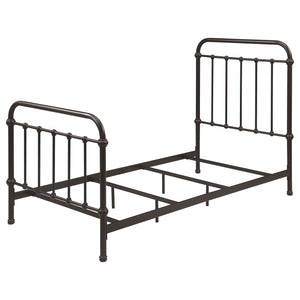 Twin Panel Bed With Ornate Design - Bronze