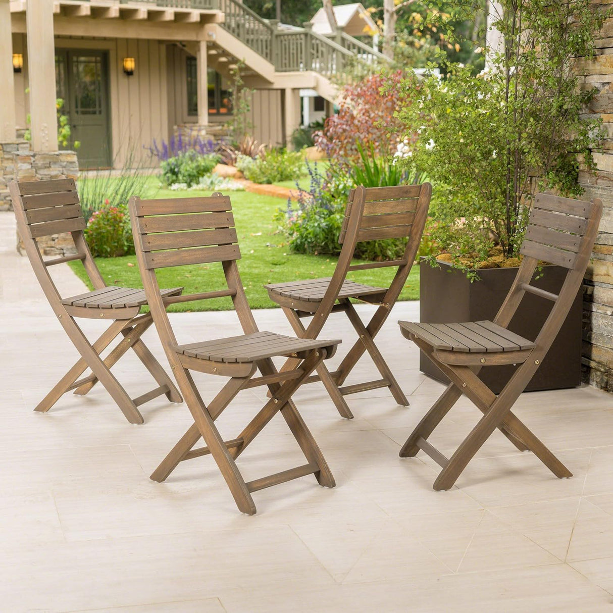 Positano - 4 Piece Foldable Chair - Gray - Best Buy Furniture