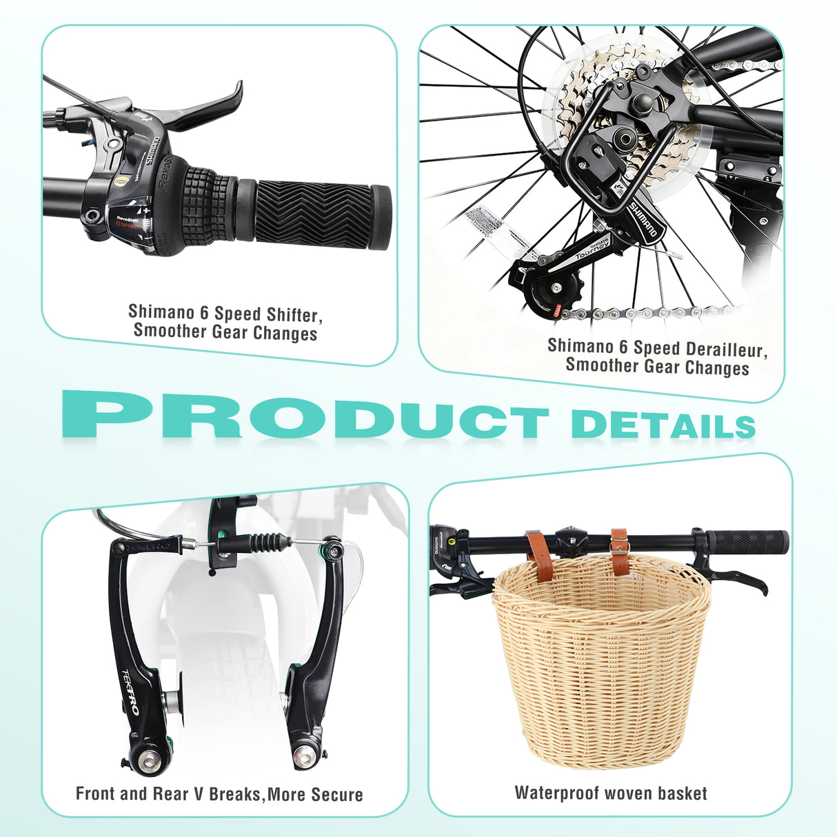 20 Inch Folding Bike for Adults with Basket and Phone Holder