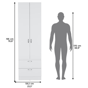 Armoire Organiser, Two Shelves, Rod, Double Door Cabinet Armoire