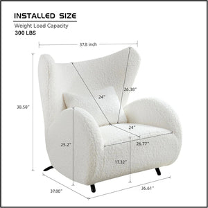 Wingback Armchair & Ottoman Combo For Living Room - White
