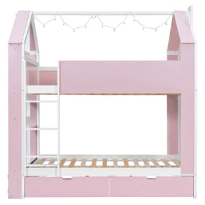 Full Size Bunk Bed with Storage Drawers & Shelves