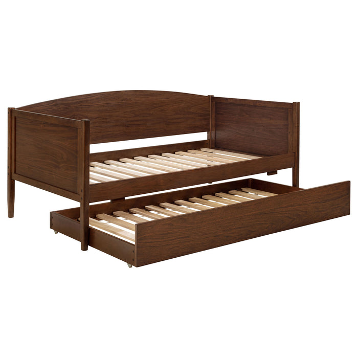 Walnut Twin Daybed with Trundle and Classic Camelback Design