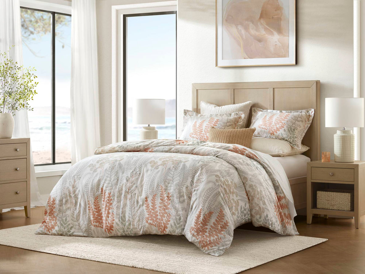 3-Piece Full/Queen Cotton Sateen Duvet Cover Set - Terracotta/Linen