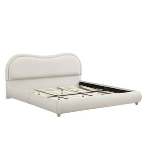 Upholstered Platform Bed Frame With Curved Headboard
