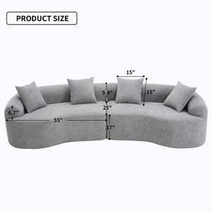 4 Seater Sofa With Fabric, 30D, 60 Hardness Full Sponge, 4 Pillow For Living Room, Home Furniture Sleeper Sectional Sofa For Apartment