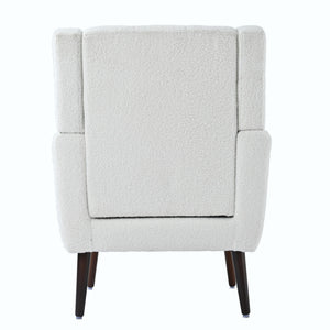 Modern Accent Chair, Arm Chairs For Living Room, Upholstered Mordern Armchair, Comfy Soft Padded Lounge Chair In Small Space, Bedroom, With Pillow, Solid Wood Leg