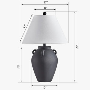 25-Inch Ceramic Table Lamp, Beige Rustic Farmhouse Style