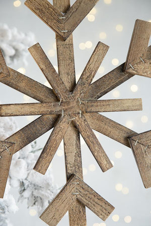17.7" x 17.7" Large Fir Wood Snowflake Ornaments - Set of 2