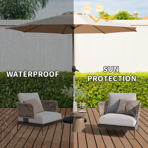 10FT Patio Umbrella with Push Button Tilt and Crank - Beige