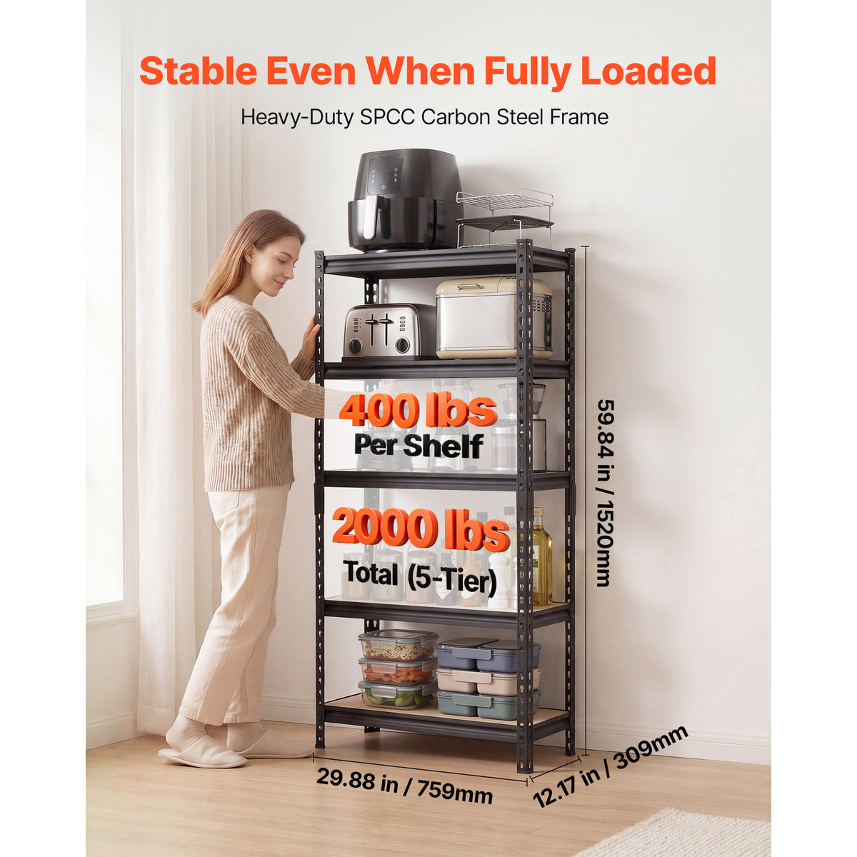 5-Tier Adjustable Heavy Duty Metal Storage Shelves