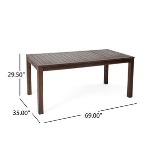 Acacia Wood Outdoor Dining Table With Slatted Top - Dark Brown - Best Buy Furniture