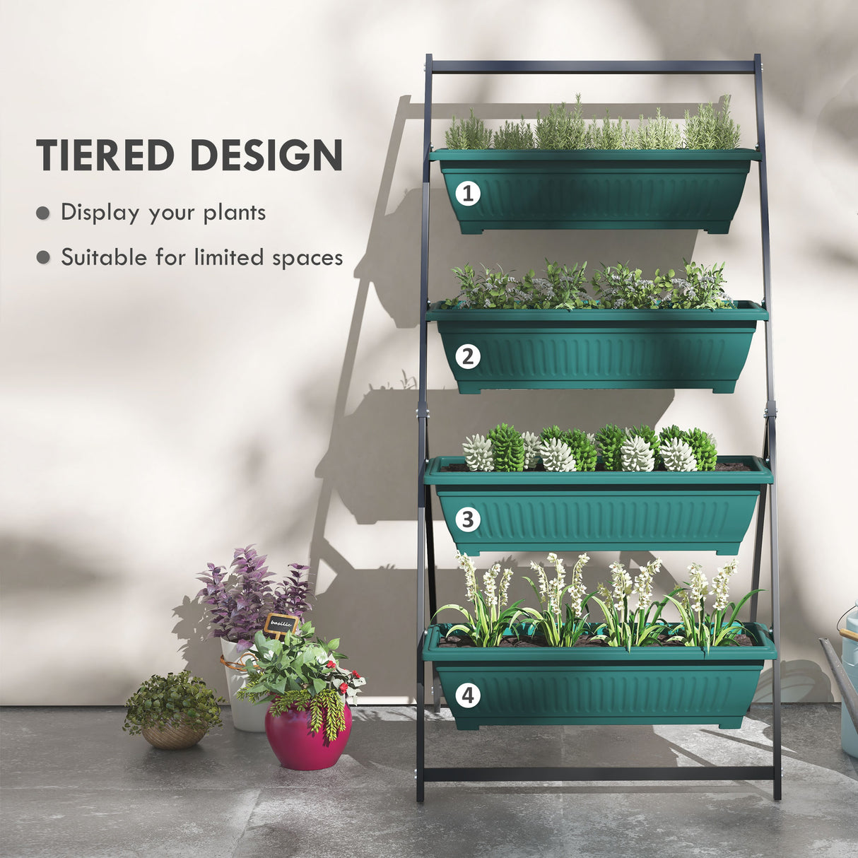 Outsunny 4 Tier Vertical Garden Planter Set