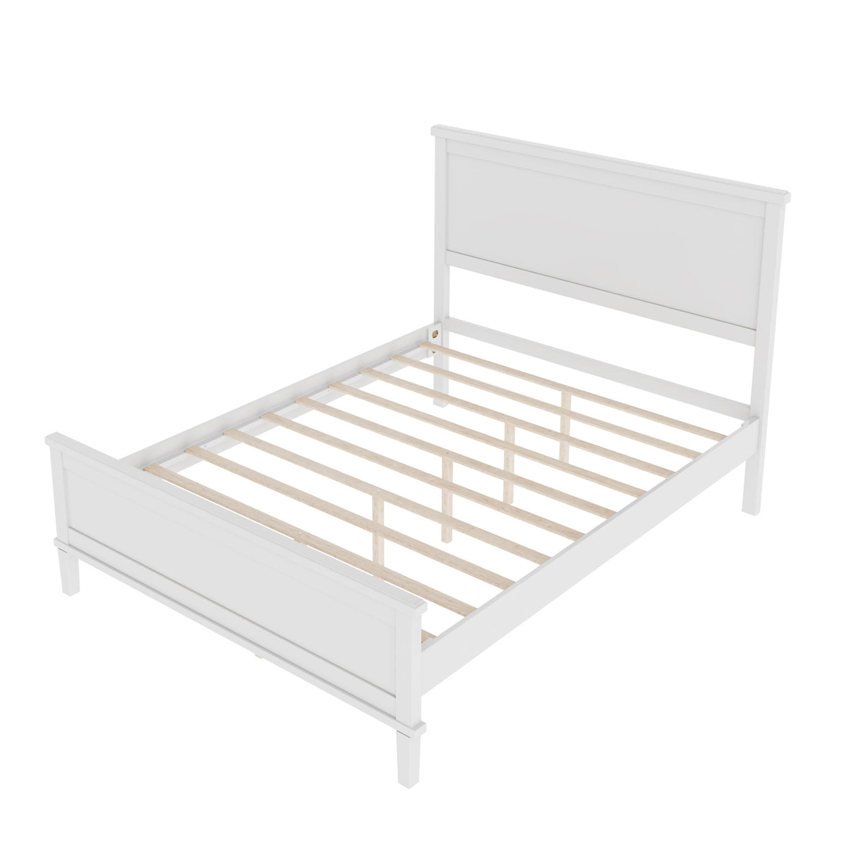 Mid-Century Platform Bed With Headboard And Slat Support, No Box Spring Needed