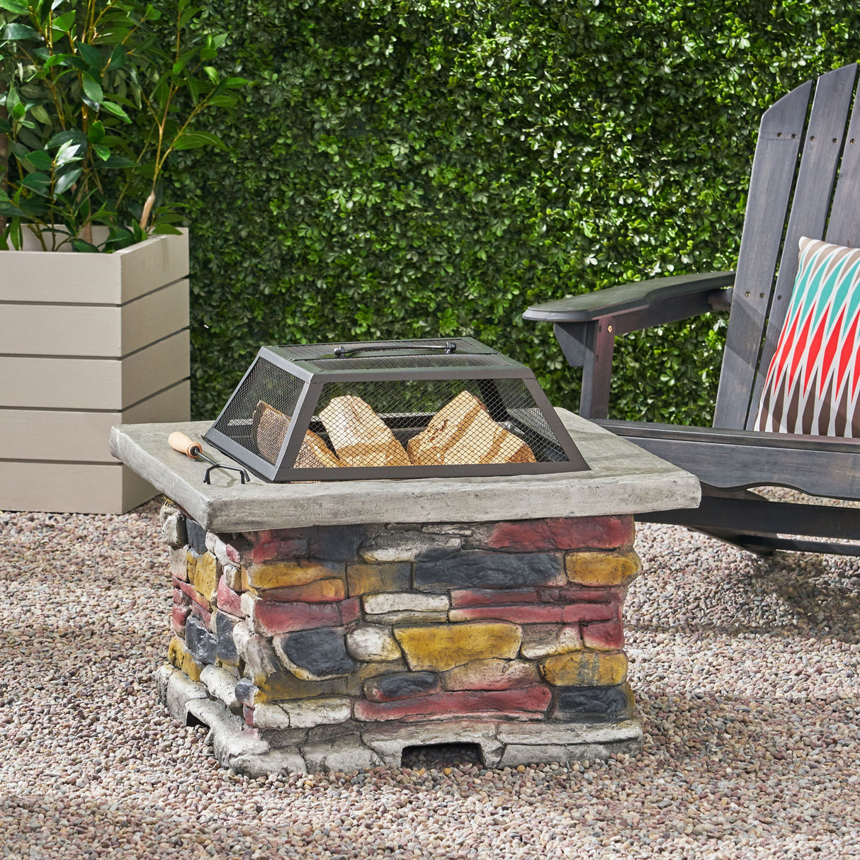 Outdoor Wood Bruning Magnesium Oxide Fire Pit With Lid