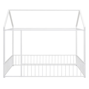 Metal Bed House Bed Frame With Fence