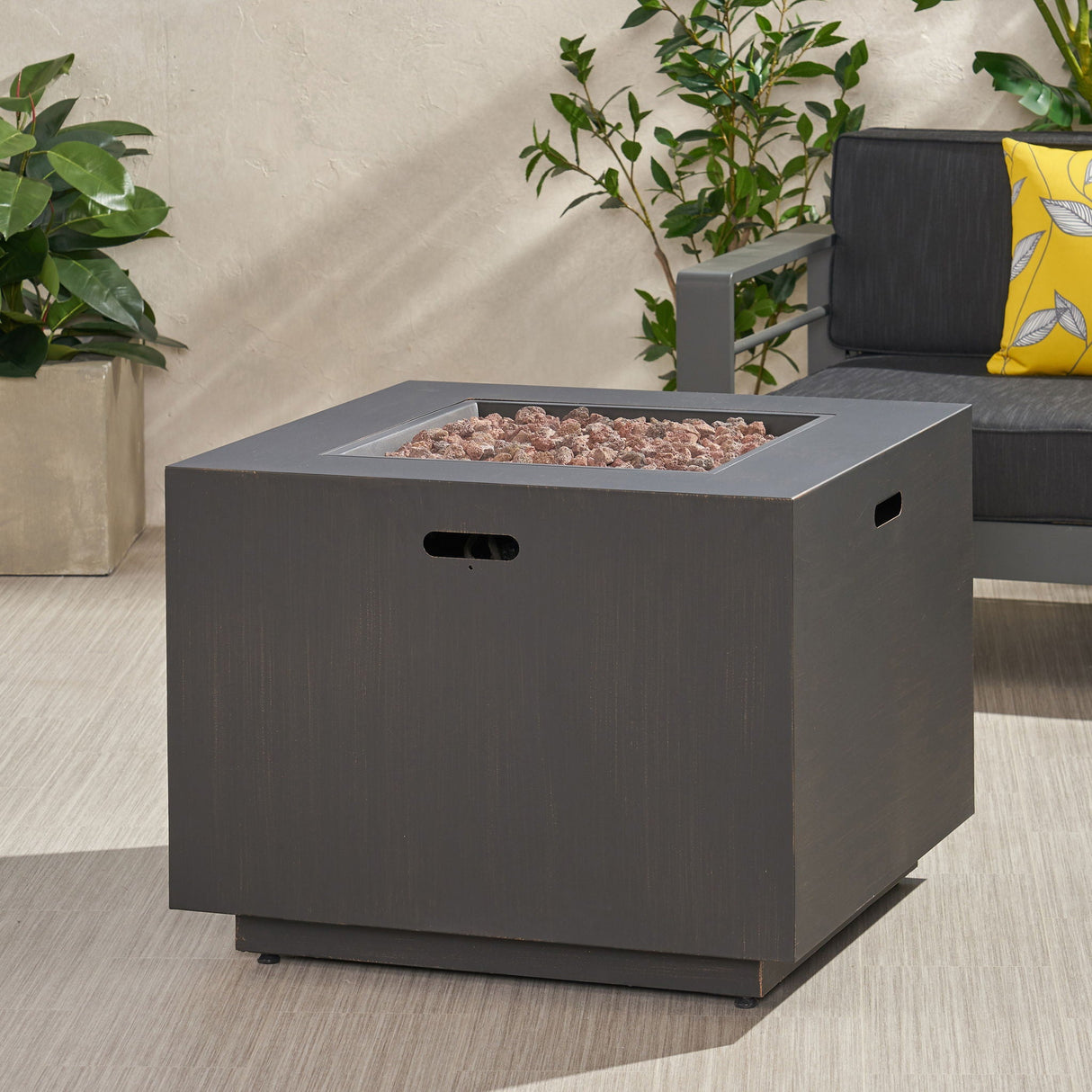 Outdoor Patio Gas Burning Fire Pit Table 50, 000 Btu, Square