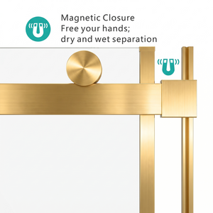 Frameless Sliding Shower Door, 56-60 Inch, 8mm Tempered Glass, Brushed Gold