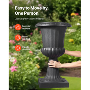 Plastic Urn Planters, 15.8 x 26.4 Inch, 2 Pack