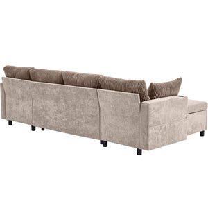 Sectional Sofa Bed With Pull Out Sleeper, USB Ports, Cup Holders