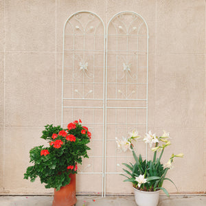 4-Pack Metal Garden Trellis, 86.7 x 19.7 Inches, Rustproof Iron, Cream White