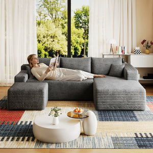 95" Cloud Sectional Sofa with Ottoman