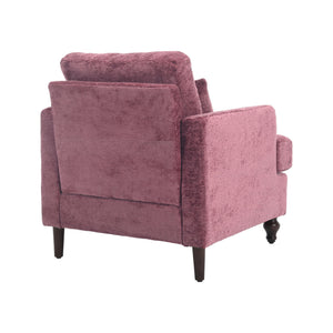 Modern Mid Century Wood Frame Armchair With Tufted Design