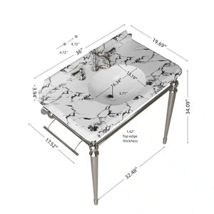 VICI 36" Bathroom Console Sink, Undermount Ceramic Vanity Basin