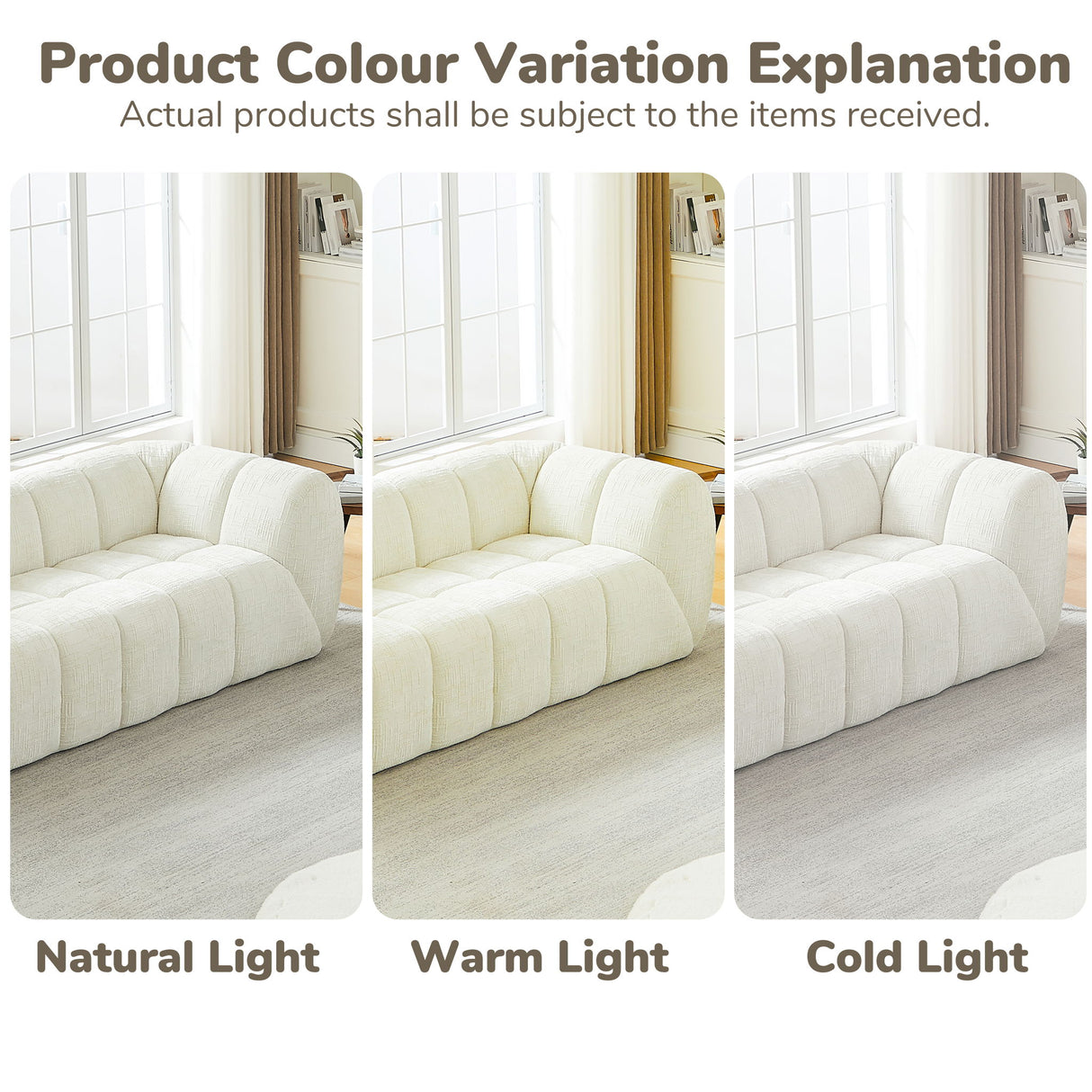 Quilted Cloud Sofa With Rounded Armrests And Piano Key Backrest Design